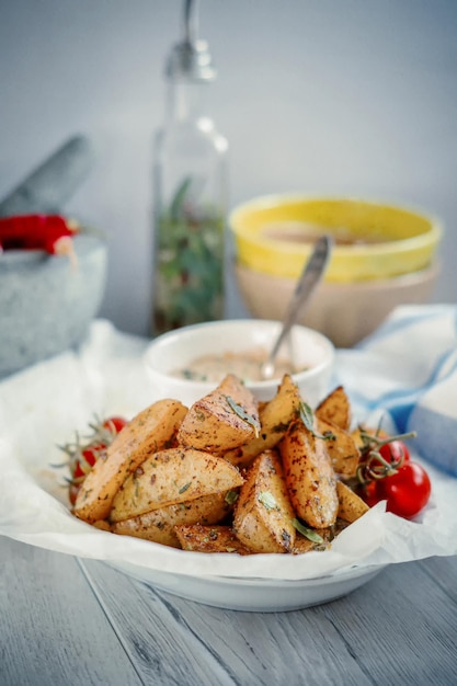 Foto patate al forno in una ciotola