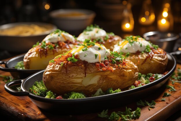 Baked Potato Serving in the kitchen tableprofessional advertising food photography