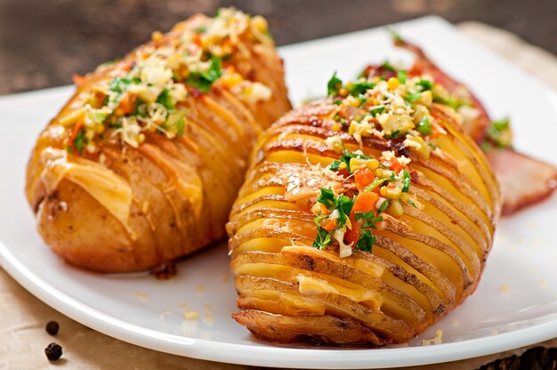 Baked potato with cheese and butter