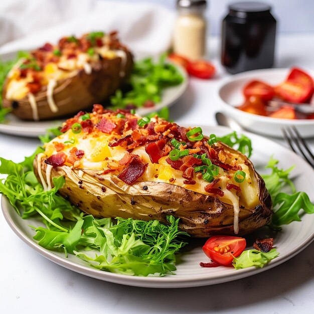 Baked Potatoes with Bacon and Vegetable Saut