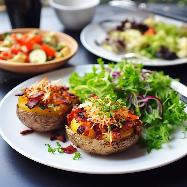 Baked Potatoes with Bacon and Vegetables