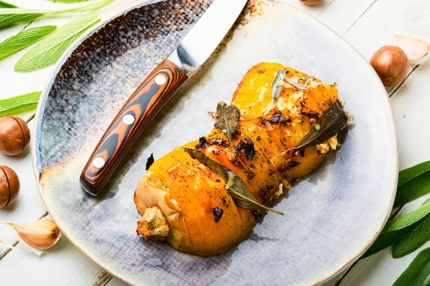 Baked pumpkin with herbs