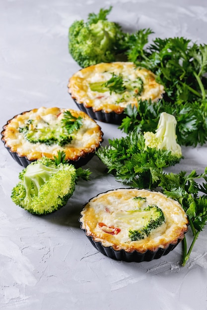 Baked quiche pie with greens