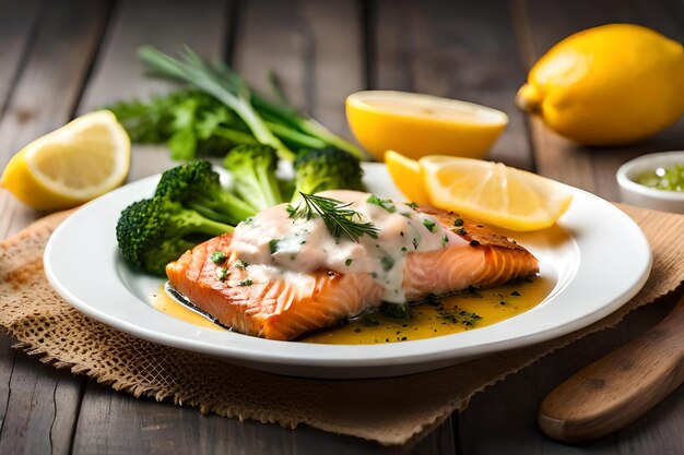 Baked Salmon with Lemon Dill Sauce