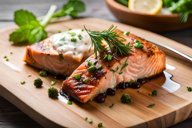 Baked Salmon with Lemon Dill Sauce