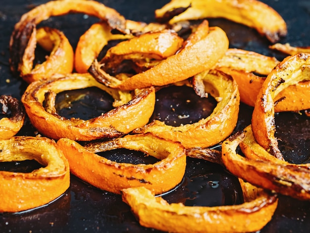 Baked slices of fragrant pumpkin