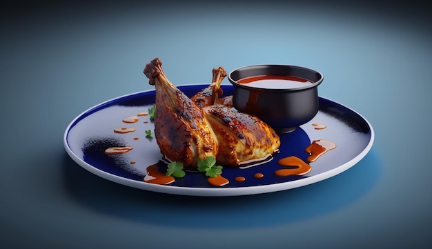 baked special chicken on plate Ai Generative