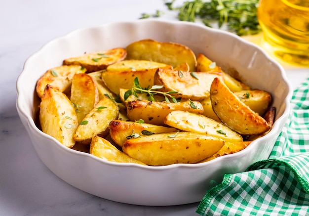 Baked spiced potatoes look delicious