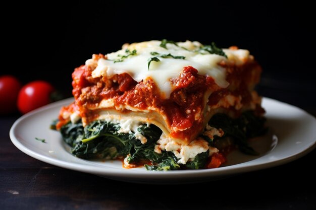 Photo baked spinach lasagna