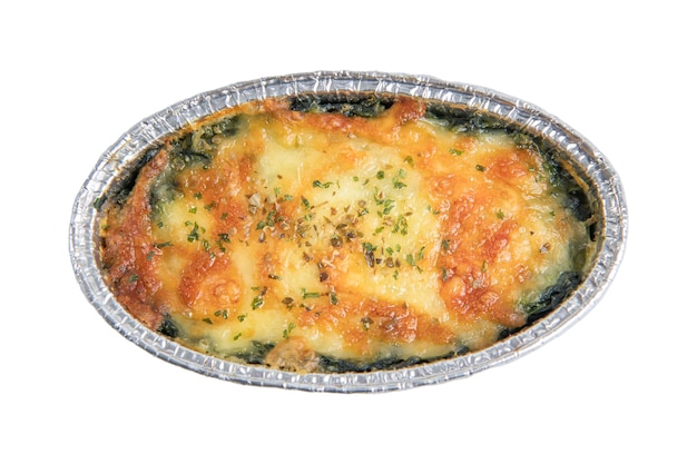 Photo baked spinach with cheese