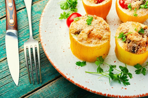 Baked squash and zucchini with quinoa