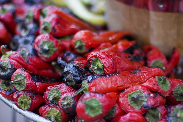 Baked sweet red pepper. Hot and fresh.