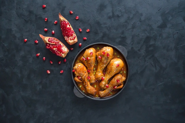 Baked Tandoori Chicken, delicious Indian cuisine. Top view.