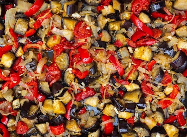 baked vegetables in the oven for background