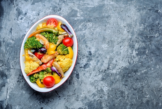 Baked vegetables with chicken breast