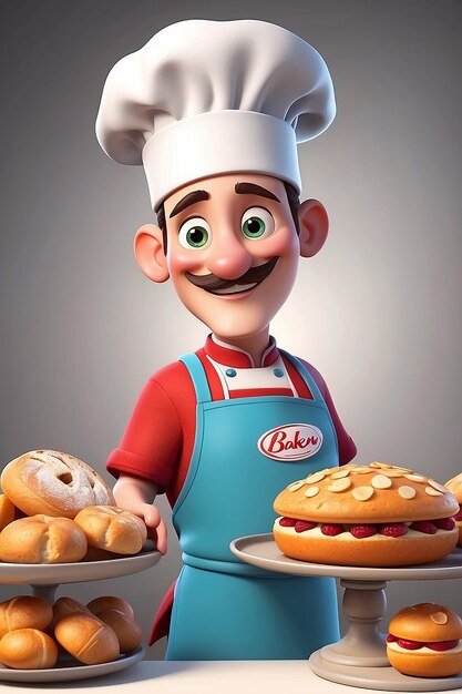 Baker Cartoon Character 3D Animation Illustration Guide