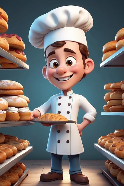 Baker Cartoon Character 3D Animation Illustration Guide