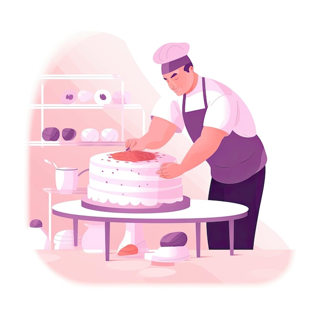 пекарь клипарт плоский векторный сайт иллюстрация простой пастель