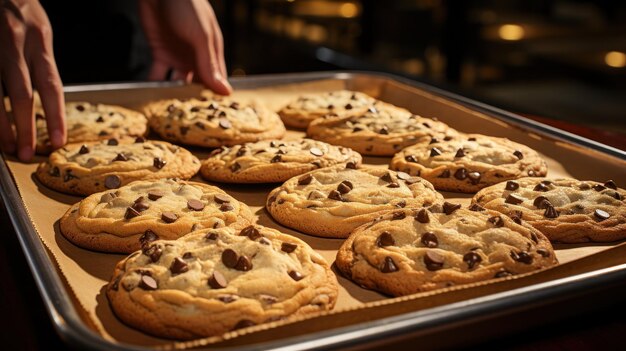 Baker poseren met versgebakken koekjes