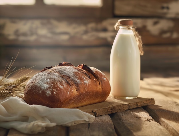 Photo bakery bread bread with milk