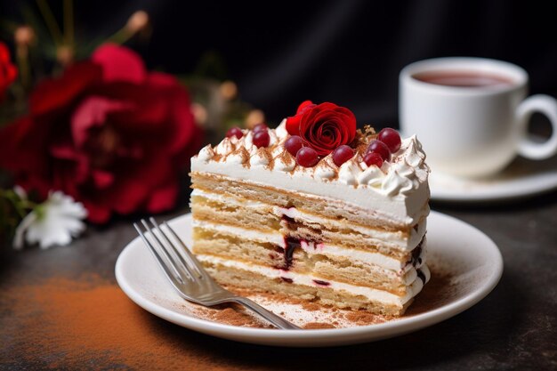 Bakery cake with whipped cream background