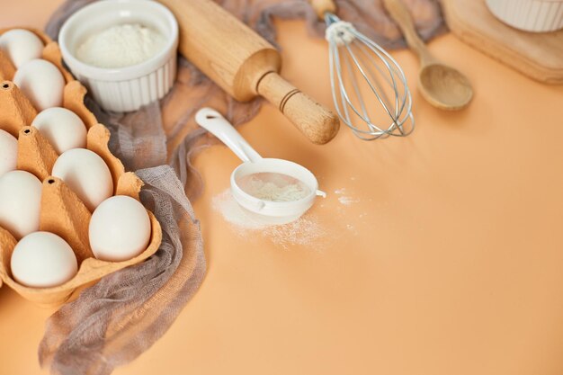 Bakery or cooking frame ingredients kitchen items for pastry