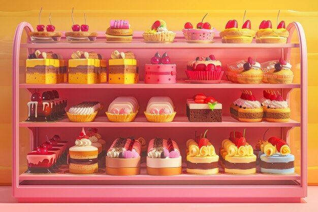 Foto display di panetteria e pasticceria esposizione di una vetrina da panetteria