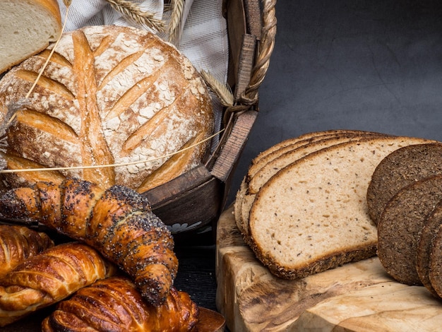 Bakery gold rustic crusty bread and buns