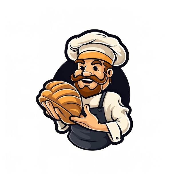 Bakery Mascot Logo with Freshly Baked Bread