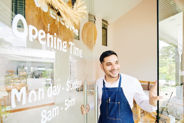 Bakery owner waiting for clients