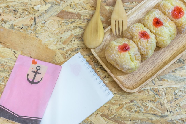 Bakery on plywood background