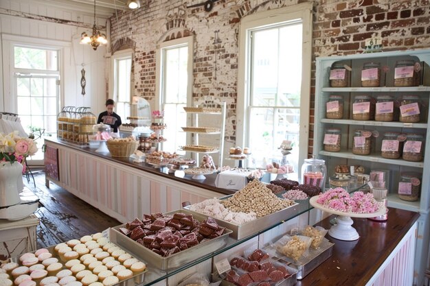 Photo bakery shop with elegant sweets display