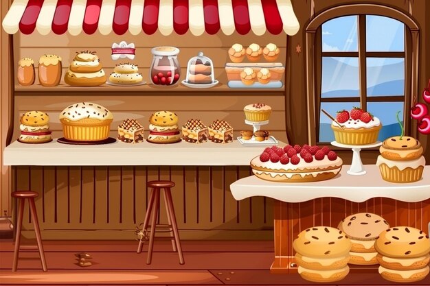 Photo bakery shop with products