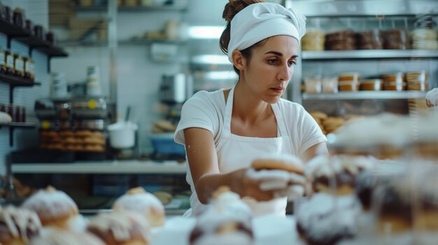 Photo bakery woman working