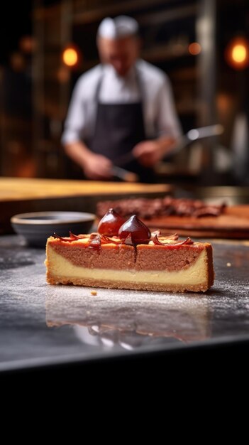 Foto una bakewell tart è un dolce inglese costituito da un guscio di pasticceria a crosta corta sotto strati di marmellata