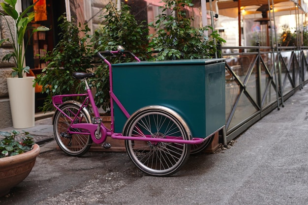 Bakfiets voor zakelijke straat