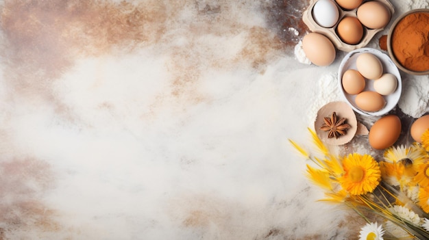 Baking achtergrond ingrediënten meel suiker eieren