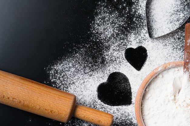 Baking background with flour