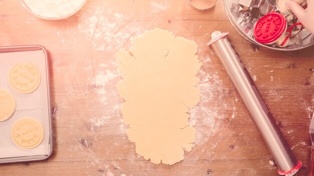 Baking Christmas sugar cookies for Santa.