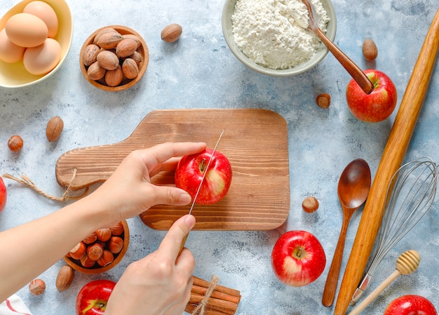 Baking concept of autumn apple pie.