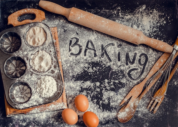 Baking concept on dark background