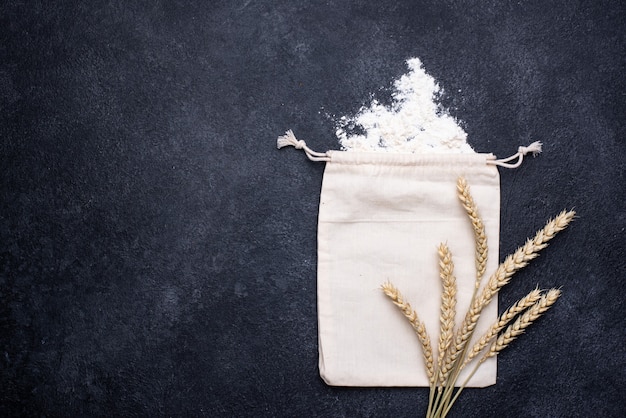 Photo baking concept with flour and spikelets