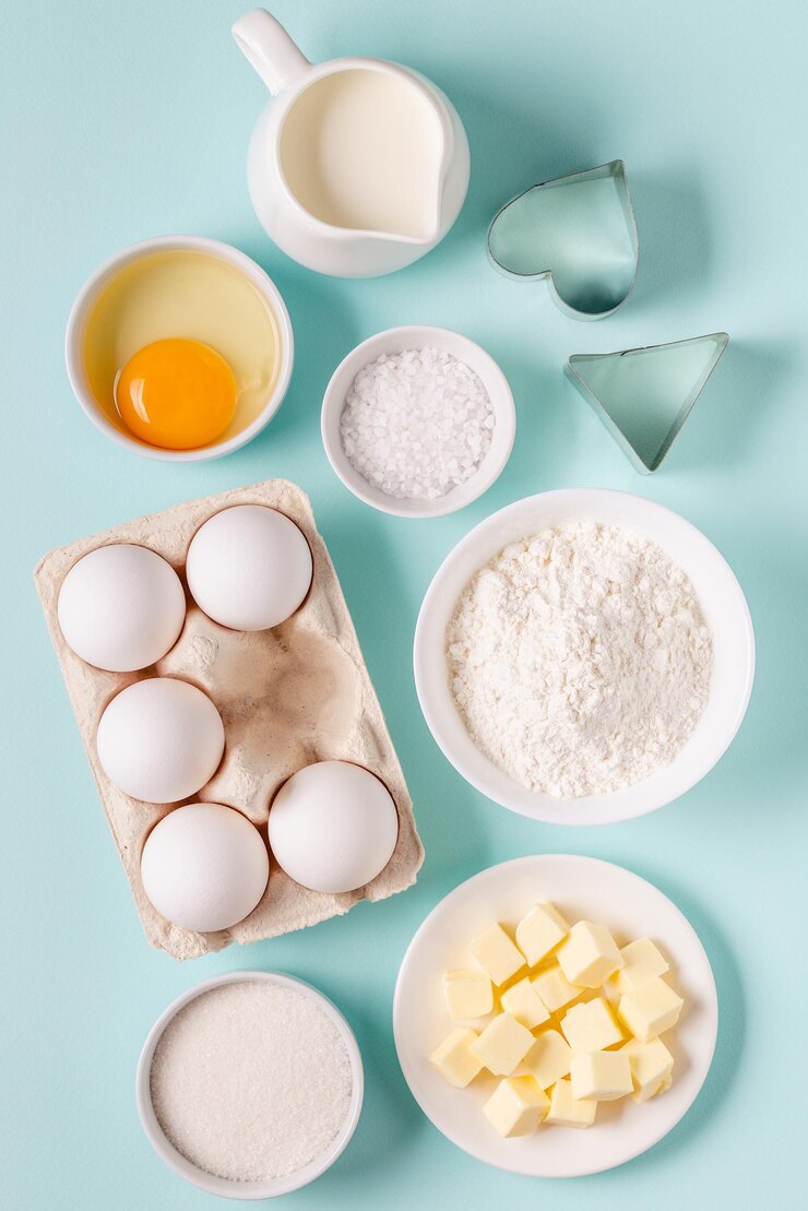 Baking or cooking background Ingredients kitchen items for baking
