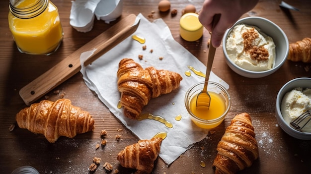 Photo baking croissants at home