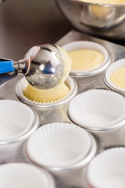 Baking cupcakes at the cupcake store.