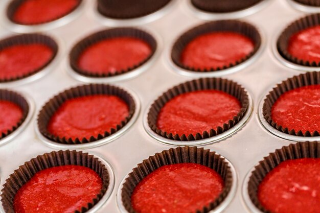 Baking cupcakes at the cupcake store.