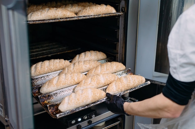 빵집에서 맛있는 빵을 굽습니다.