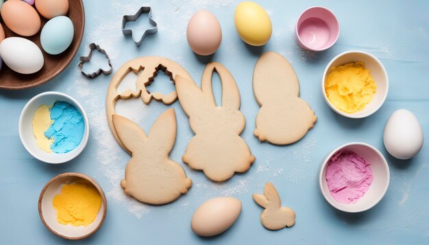 Baking for Easter cookies cutters and ingredients