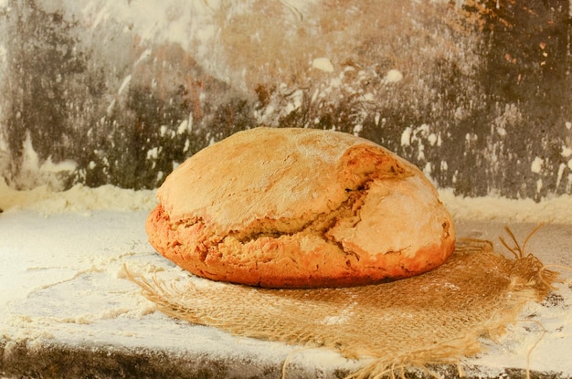 Baking fresh bread background close up