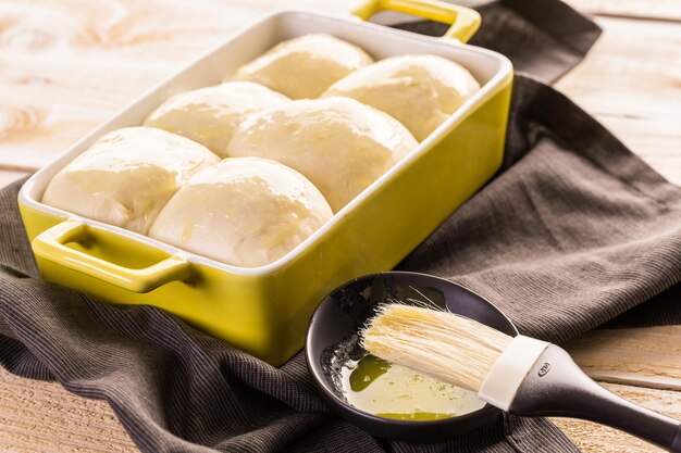 Baking fresh homemade dinner rolls.